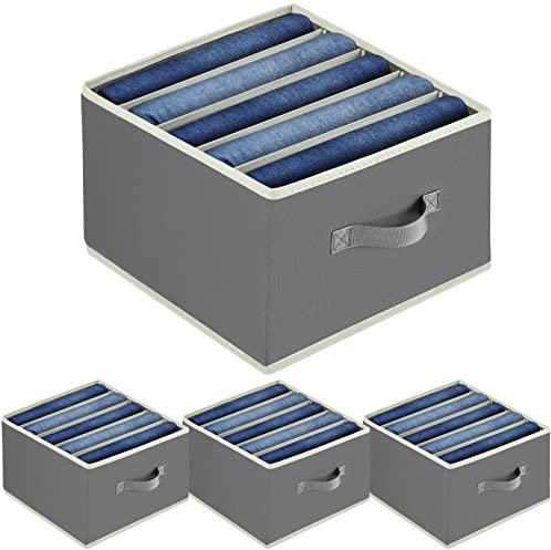 DIMJ 4 Stück Schrank Organizer, Schubladen Organizer Wardrobe Clothes Organizer, Faltbare Schubladen Ordnungssystem, Aufbewahrungsboxen Schubladenbox, Aufbewahrung für Hosen Unterwäsche, Dunkelgrau
