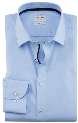 OLYMP Herren Businesshemd Langarm Level.Five.Body.fit,Einfarbig,Body fit,New York Kent-2,bleu 11,38