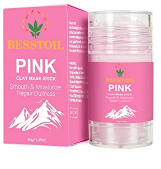 Stick per maschera all'argilla - Rimozione di punti neri, pulizia profonda dei pori, controllo dell'olio con estratto di tè verde - Formula migliorata, vegana, naturale e priva di crudeltà (Pink)