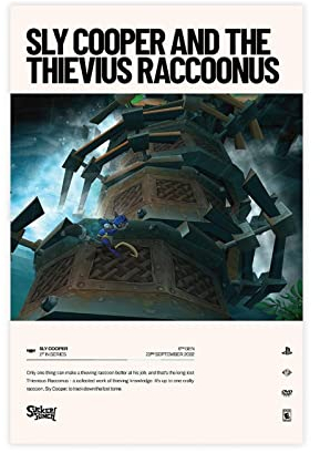 Sly Cooper und der Thievius Raccoonus (2002) Videospiel-Poster, Leinwand-Poster, Wandkunst, Dekoration, Bild für Wohnzimmer, Schlafzimmer, Dekoration, Rahmen-Stil, 20 x 30 cm