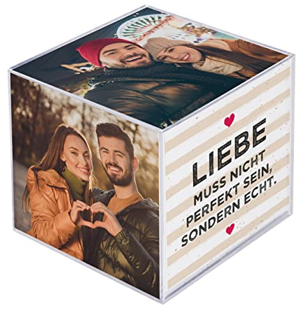Herz & Heim® Personalisierter Fotowürfel mit Ihren eigenen Fotos Echte Liebe