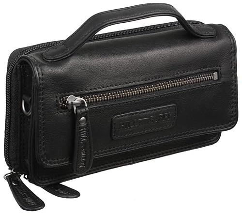 Hill Burry Leder Reiseportmonee Allrounder S I Organizer I Reiseetui I Reisebrieftasche | Travel Wallet aus hochwertigem naturgegerbtem Leder | Band für Handgelenk und Schulter | 17,50x5,5x12,50cm