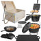 Aufun 12-teilig Dutch Oven Set in Holzkiste mit Dutch Oven, mehr Zubehör Inkl. bereits eingebrannt mit Kochtopf Grillplatte Pfanne Deckelheber, Waffeleisen Gusseisen, Rezeptbuch, Handschuhe, Schwarz