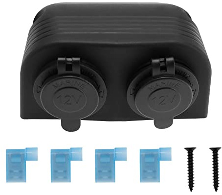 VGOL Zigarettenanzünder-Steckdose 12 V-24 V Dual-Port Oberflächenmontage Steckdose Adapter Ersatz Zigarettenanzünder Steckdose Splitter für Auto Motorrad Boot