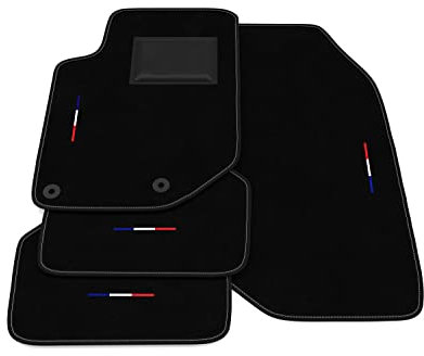 Fußmatten kompatibel mit Peugeot 208 2019-2024, Stickerei Flagge Kit Personalisierte Auto-Fußmatten Set, Teppich-Set, Autoteppich