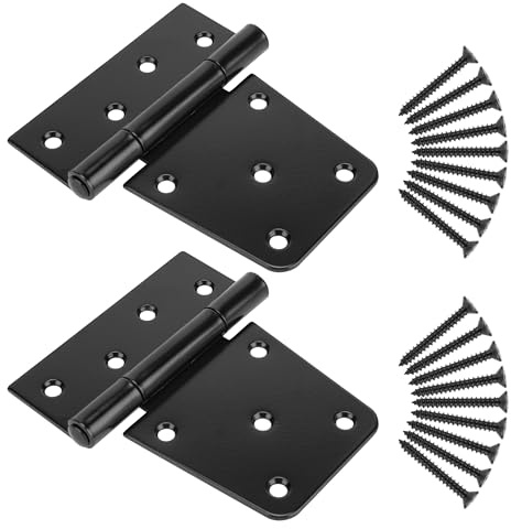 SANKINS 3-1/2 Heavy Duty Gate Hinges, Black Iron Door Hinges with Screws, Durable Gate Strap Hinges for Wooden Fences Gate Shed Barn Door, 2pcs
