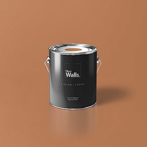 New Walls Premium Wandfarbe Orange, Kupfer Liquid Luxury Dispersionsfarbe für Innenräume – 2,5 L