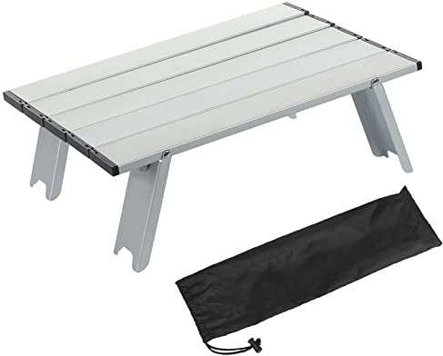 Outdoor-Klapptisch, Tragbarer Camping-Klapptisch aus Aluminiumlegierung für Strandpicknick, Outdoor-Tisch für Picknick, Camping, Reisen, Party, Strand, Garten, Terrasse, Grill, Einfach zu(Silber)