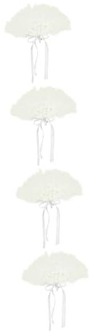 ABOOFAN 4pcs Holding Fan Retro Fan Wedding Fans Folding Fans Handheld Embroidered Hand Fan Wall-mounted Fans Retro Lace Fan Wedding Plume Fan Handheld Plume Folding Fan Flower Lace Fan