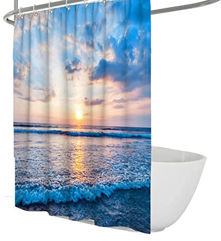 Wewoo Home Bella tenda da doccia in stile balneare per il bagno Tenda da bagno moderna blu natura impermeabile Tenda da doccia da bagno facile da pulire W280xL200cm