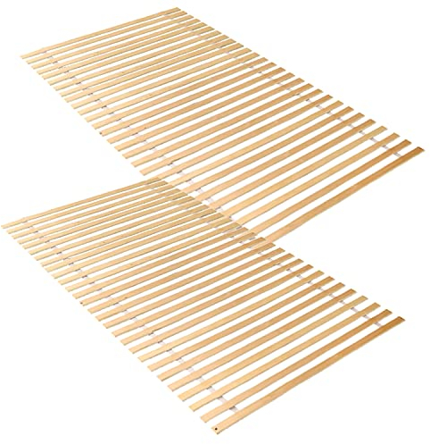 Eulenke 2 Stück Lattenrost Rollrost 90 x 200CM, Naturholz Bettgestell Lattenroste Klappbar Rollrost Rolllattenrost Lattenrahmen mit 28 Holzlatten Bettrahmen für Ihr Bet alle Matratzenarten Geeignet