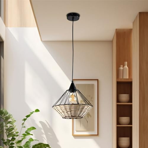 LQWELL® E27 Hängelampe Pendellampe Schwarz, Retro Kronleuchter Hängeleuchte Pendelleuchte, Modern Höhenverstellbare Vertigo Lampe für Schlafzimmer Wohnzimmer Esszimmer Cafés Restaurant Bartheke