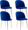 JINPALAY 4er Set Esszimmerstühle Blau Samt Küchenstuhl Polsterstuhl mit Rückenlehne Sessel Moderner Wohnzimmer Stuhl Goldene Beine (4, Blau)