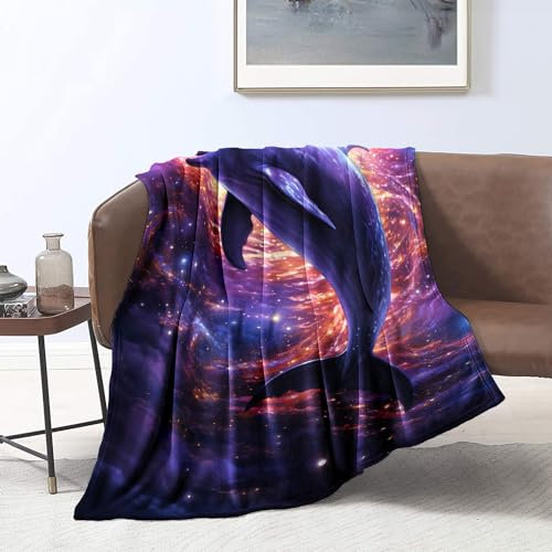Fleece Decke, 3D, Dicke warme Fleece Decke, Galaxie Delfin Decke für Bett, Ganzjahres Überwurf, Decken für Kinder und Erwachsene, Kinderbett, Flanell
