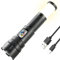 UltraFire 1500 Lumen Taktische Taschenlampe, Wiederaufladbar Camping Lampe, Zoomable LED Taschenlampe mit Rotem Stroboskop Modus, Multifunktionsleuchte für Draußen