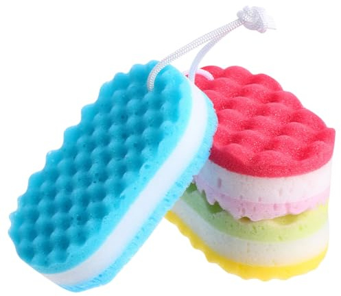Spugna da bagno in morbida schiuma esfoliante per il corpo e la doccia, spugne a doppia faccia, in 3 colori diversi, per donne e uomini, accessori per la pulizia del corpo