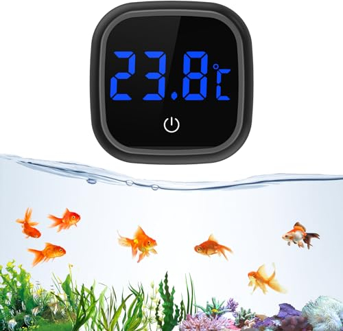 Brifit AquariumThermometer Digital, Kleben-On Mini Thermometer Aquarium, LED Anzeige&Touch Screen, Hohe Präzision Elektronische Wasser Thermometer, Temperaturmessgerät Aquarium für Süßwasser Marine