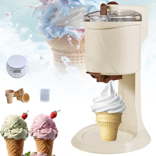 RIJPEX Eismaschine mit Kompressor zu Hause, Eismaschine, automatische Softeismaschine, 1 l, große Kapazität, Eismaschine für gefrorenen Joghurt, Sorbet, inklusive Rezepte