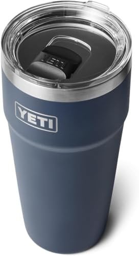 YETI Rambler Cup, Vacuum Insulated Stainless Steel Stackable Cup with Magslider Lid, Navy, 30 oz (887 ml)