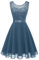 Berylove Damen Kleid Glitzer Hellblaues Kleid Kleid Blau Damen Festlich Kleid Hochzeitsgast Abendkleid Dunkel BLP7005XP Grey Blue M