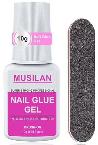 Nuova colla per unghie finte in gel semi-fissa, 10 g di colla per unghie per punte, asciugatura rapida, facile da trasportare, colla per unghie di qualità da salone con pennello per un'applicazione