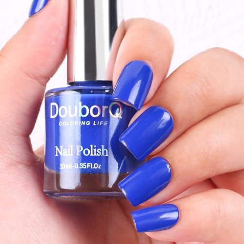 DouborQ Navy Blue Color Nail Polish Finger Air Dry Long-lasting Nail Art Varnish (13)