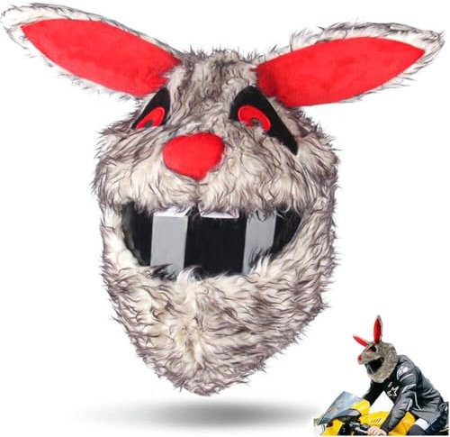 Zghhc Cartoon Motorcycle Helmet Cover Crazy Fun Rabbit Helmet Cover for Most Full Face Helmets Funny Helmet Cover Sleeves
