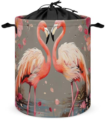 Panier à linge flamants roses et fleurs, grande capacité, pliable, panier à linge sale autonome pour salle de bain, chambre à coucher, buanderie