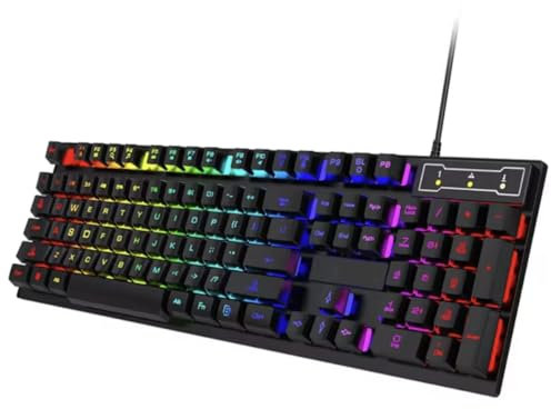 Tastiera Gaming RGB da gioco, USB, Anti-ghosting, Tastiera Retroilluminata LED Keyboard USB per PC/Computer/Laptop - Nero