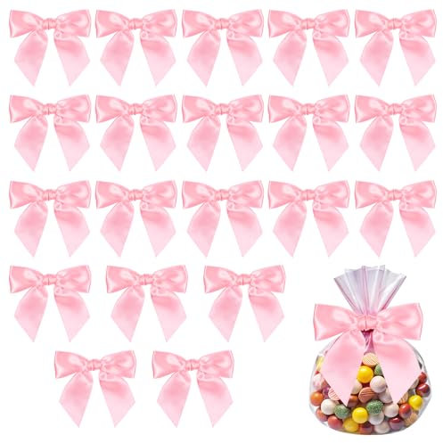 20 Pièces Rose Nœuds pour Bricolage 11,5 cm Nœuds Torsadés Pré-Noués pour Baby Shower Nœuds en Ruban pour Emballer des Sacs Cadeaux Anniversaire Nœud Rose pour Sapin de Noël