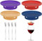 4 Stück Weinglas Charcuterie Topper Silikon mit 4 Stück Mini Gabel, Wine Glass Topper, Weinglas Topper Teller, Vorspeisenteller Weinglas Aufsatz, Runde Weinglas Topper Teller für Familienessen & Party