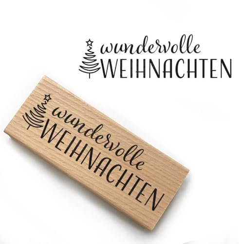 Stemplino® Weihnachtsstempel - Verschiedene Motive Weihnachten - Motivstempel aus Holz & Gummi zum Karten basteln, Weihnachten Stempel (wundervolle Weihnachten)