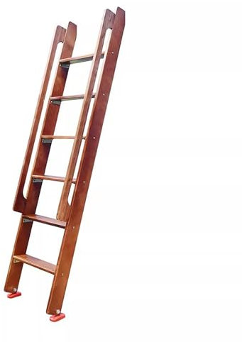 Scala per Soppalco Scala a Pioli in Legno Marrone, Scale di Emergenza per Interni per Garage, Soppalco, Finestra di Uscita, Scala per Letto Resistente con Corrimano Facile da Usare(4 Steps 125cm(4.1ft