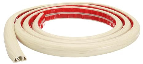 QUARKZMAN Cache-Cordon de Sol de 6 Pieds W0.3 x H0.3 Canal Intérieur en PVC pour Cacher Les Câbles d'Extension de Câble de Sol Protège-Câbles pour Gestion des Câbles, Beige Bois