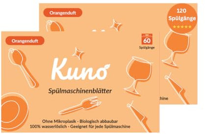 Kuno Spülmaschinen Blätter – 120 Spülgänge – Ultra-saubere Reinigung ohne Plastik – Vegan & biologisch abbaubar – Frischer Duft – Für alle Spülmaschinen geeignet (2)