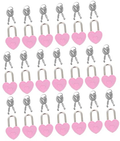 HOMSFOU Lot de 20 mini cadenas en forme de cœur avec clés décoratives pour projets de bricolage, journal intime et attractions touristiques