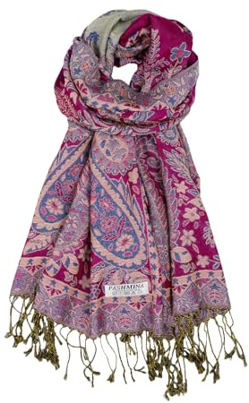 CRFASIBE Pashmina Stil Schal für Damen, Weicher Paisleymuster Halstuch | 200x70cm Jacquard Schal mit Fransen, Elegant Große Wrap, Vielseitiger Allwetter Tücher für Hochzeit Abendkleid