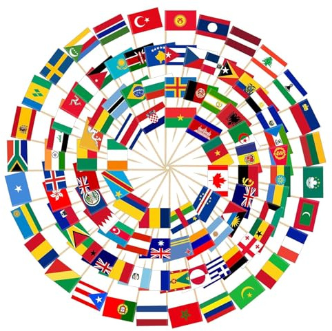 250 Stück Eurovision Europäische Zahnstocher Flaggen, Verschieden Länder Flagge Zahnstocher Flagge Cocktail, Länder Weltflaggen Fahne Zahnstocher, für Cupcake Topper Cocktail Party Pub Deko