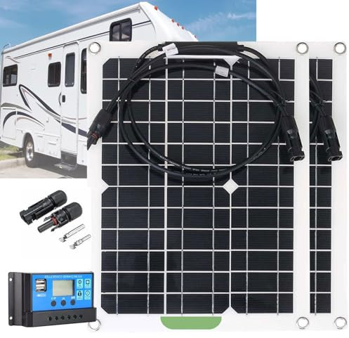 LTdlhFk Panel Solar De 300w 600w, Cargador De Energía Fotovoltaica De Módulo Monocristalino, Kit De Cargador De 12v + Controlador De 40a, Adecuado para Acampar Al Aire Libre, RV,600W