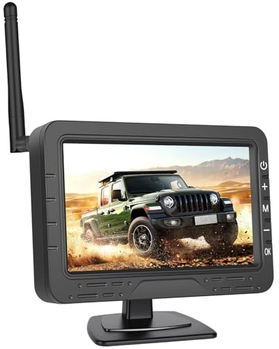 Motorsi Digital Kabellos Rückfahrkamera Set Unterstützt 1 Kameras, 4,3 Funk Rückfahrkameras mit Wireless Einparkhilfe, Wasserdicht IP68, Nachtsicht, Anti-Interferenz für LKW Wohnwagen Anhänger 12V