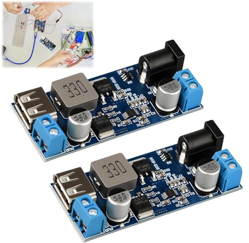 2Pack 24V/12V to 5V 5A Power Buck Converter 12V to 5V DC-DC Power Down | Module Power Supply Board Video Converter Board Synchronous Rectification Wide Compatibility Efficient Power Conversion