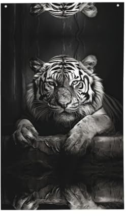 Lustige Gartenflaggen mit ruhendem Tiger, bezaubernde Tier-Design, Flagge für Innen- und Außenbereich, 150 x 90 cm