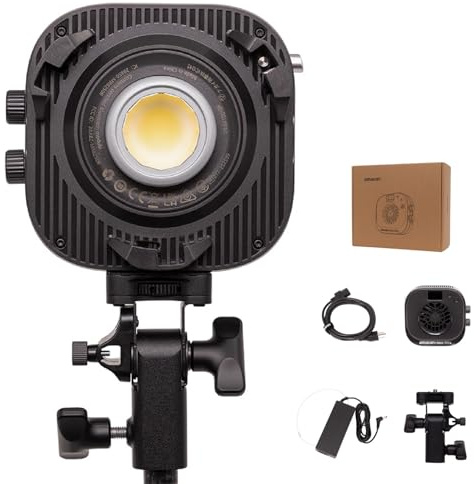 Amaran Halo 100x 100W Bi-Color COB Monolight – 4.890 Lux, CRI 96+,28 dBA | CCT 2,700K - 6,500K,Duale Stromversorgung (AC/USB-C), App-Steuerung, Bowens-Anschluss für Studio-/Streaming-/Außenaufnahmen