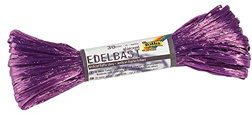 folia 9232 - Raffia Edelbast, 1 Bündel á 30 m in violett, Schnur aus glänzender Kunstfaser, ideal zum Basteln, zur Dekoration oder für Gestecke, Sträuße und andere floristische Arbeiten