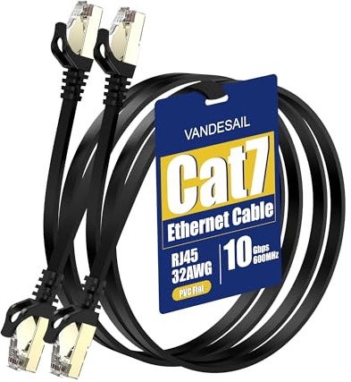 VANDESAIL Ethernet Cable 2pack, CAT7 Network Cable RJ45 High Speed LAN Cord for Laptop,PC,Router,Switch,Modem -2m 2pack