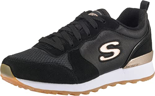 Skechers Damen Retros Og 85 Sneaker, Black Suede Nylon Mesh Rose Gold Trim, 37 EU