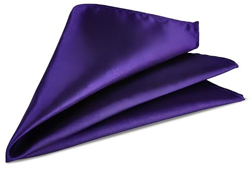 Trimming Shop Men’s Satin Pocket Square Handkerchief Suit Hanky for Wedding, Groom, Prom, Party Unisex Plain Formal Wear Fashion Pocket Square, Soft Satin Dress Hanky (23cm, Dark Purple)