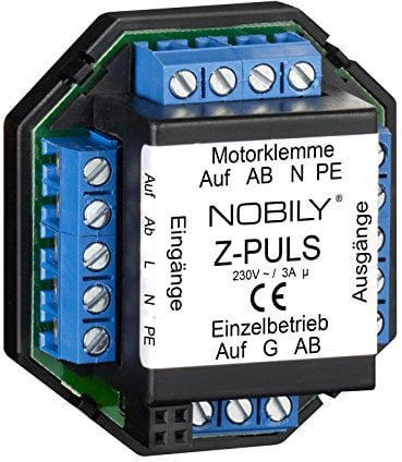 NOBILY Das Trennrelais Z-Puls für 2 Motore und in Reihe geschaltet bis zu 10 Motore mit 120 Sekunden Selbsthaltezeit für Taster (kein haltendes Tasters notwendig) Anschlussmöglichkeit für Zentrale