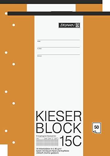 Brunnen Arbeitsblock Kieser Lin 15 A4/50 chlorfrei 5 mm Kariert (2, 15C (Kariert))
