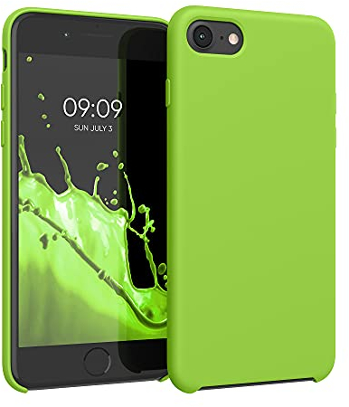 kwmobile Hülle kompatibel mit Apple iPhone SE (2022) / iPhone SE (2020) / iPhone 8 / iPhone 7 Hülle - Silikon Handy Case - Handyhülle weiche Oberfläche - kabelloses Laden - Grün